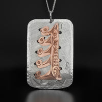 Cedar Abundance with Ferns and Lush Surroundings - Silver Pendant with Copper