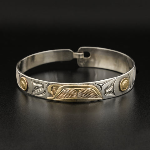 Killerwhale <br>Silver Bracelet with 14k Gold