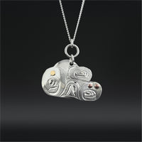 Clouds - Silver Pendant with Copper and 14k Gold