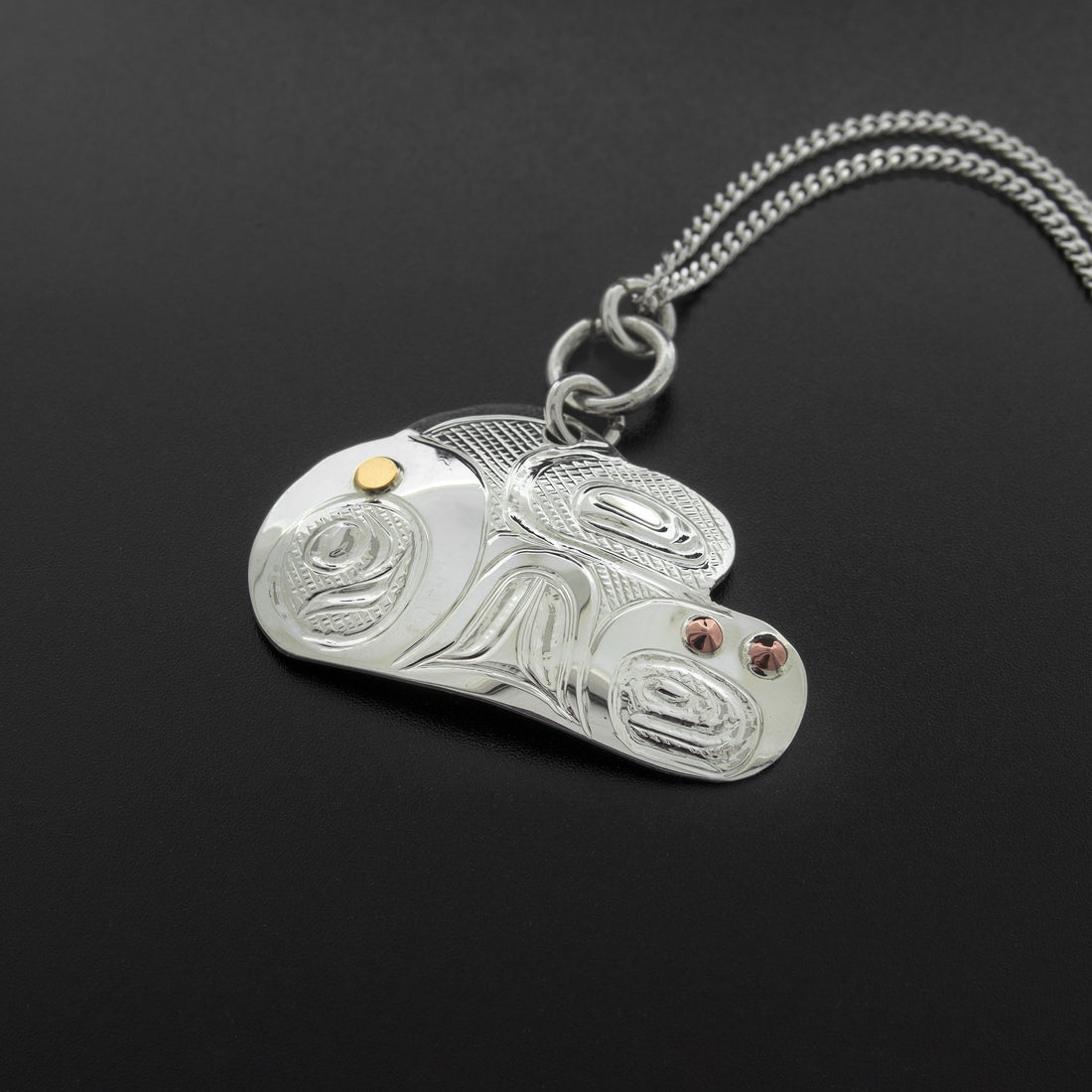 Clouds - Silver Pendant with Copper and 14k Gold