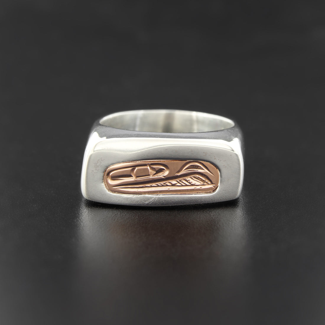 Eagle - Silver Ring with 14k Rose Gold