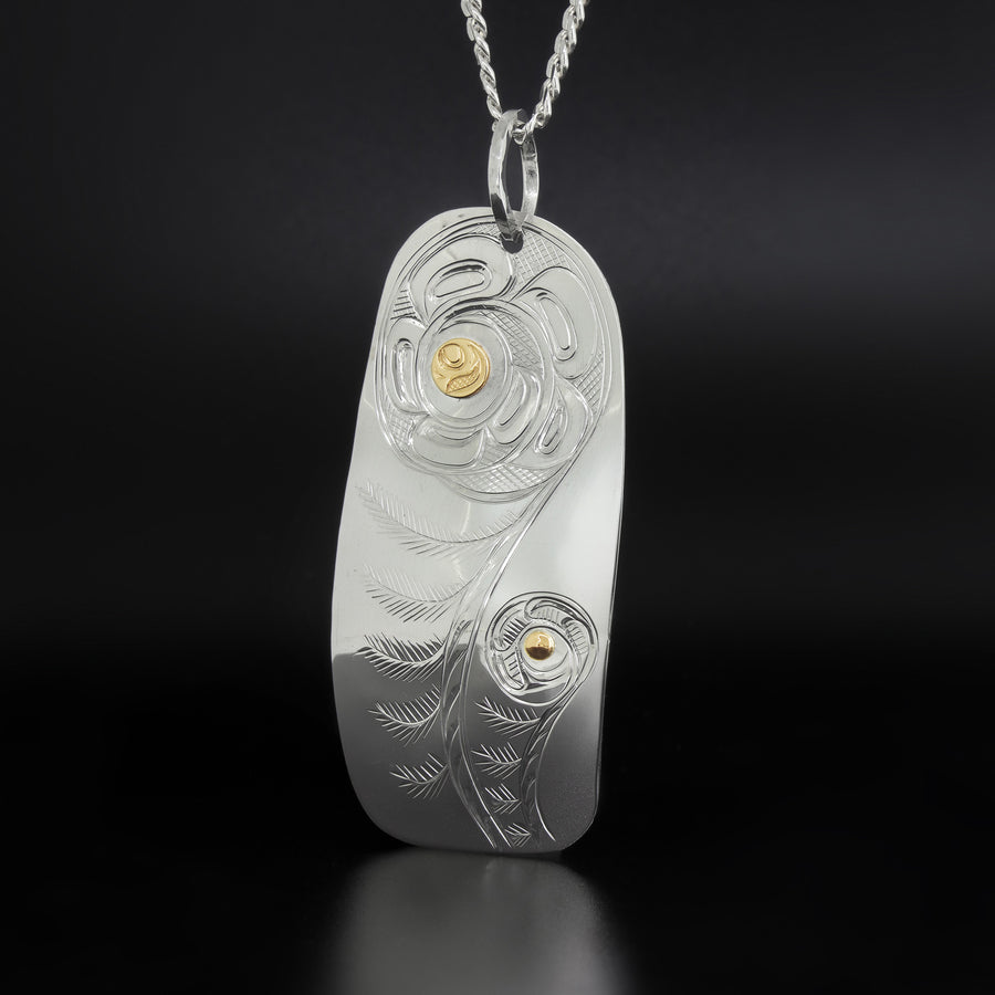 Fiddlehead - Silver Pendant with 14k Gold