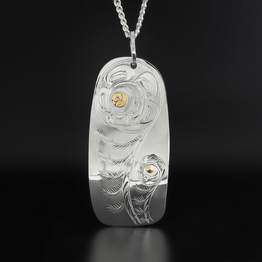 Fiddlehead - Silver Pendant with 14k Gold
