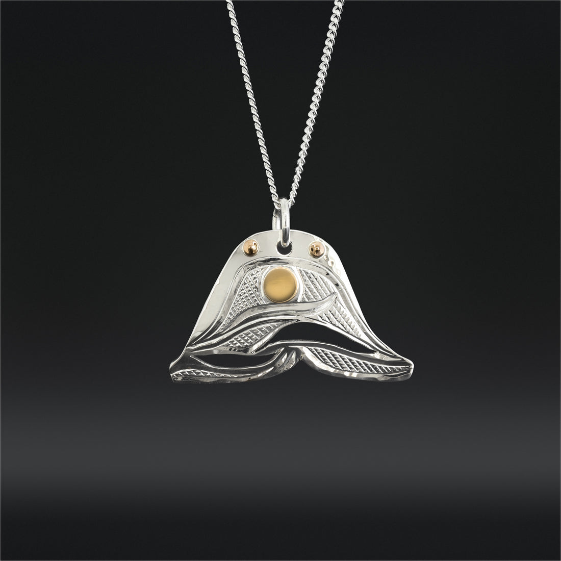 Glistening in the Night - Silver Pendant with 14k Gold