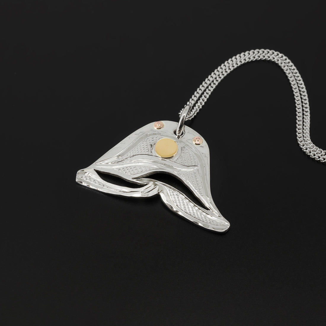 Glistening in the Night - Silver Pendant with 14k Gold
