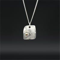 Hummingbird - Silver Pendant with 14k Gold