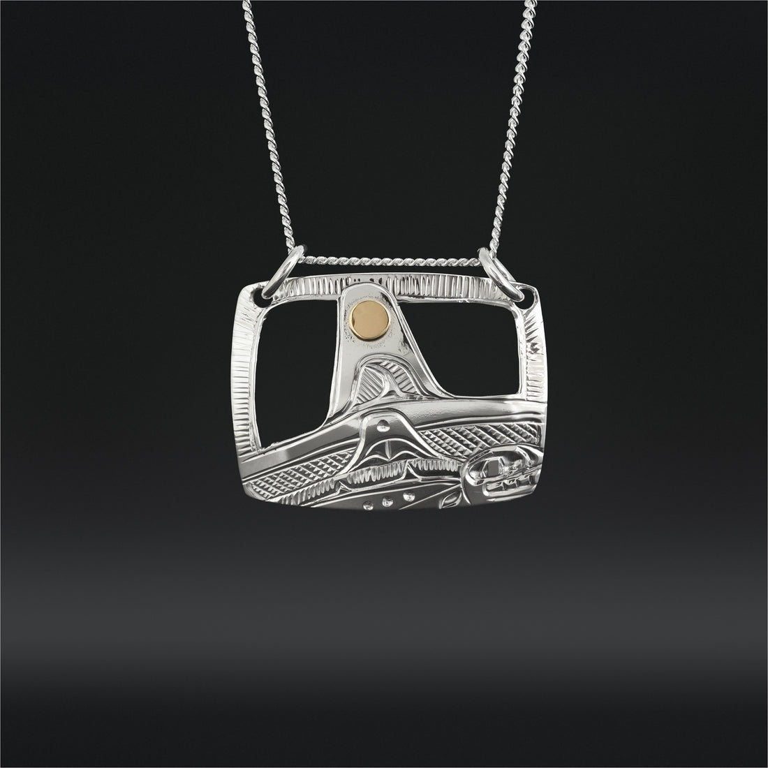 Mother and Child - Silver Pendant with 14k Gold