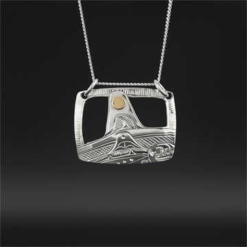 Mother and Child - Silver Pendant with 14k Gold