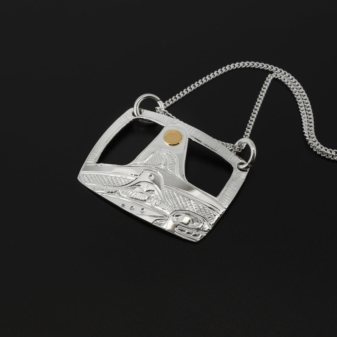 Mother and Child - Silver Pendant with 14k Gold
