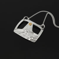 Mother and Child - Silver Pendant with 14k Gold