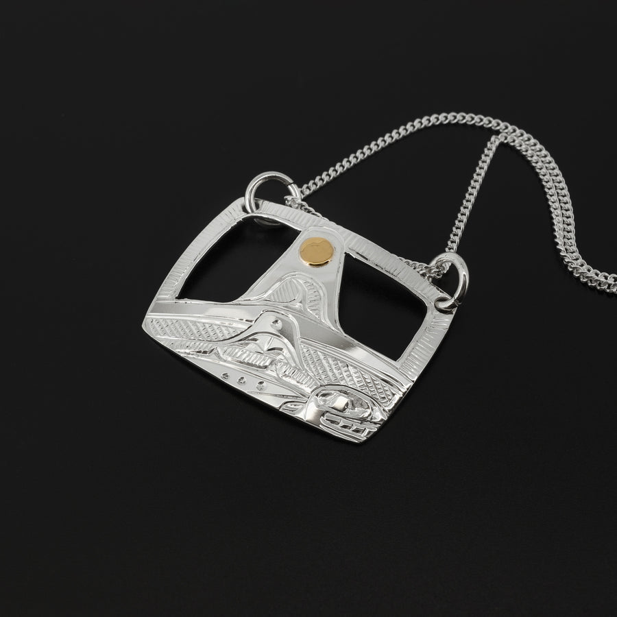 Mother and Child - Silver Pendant with 14k Gold