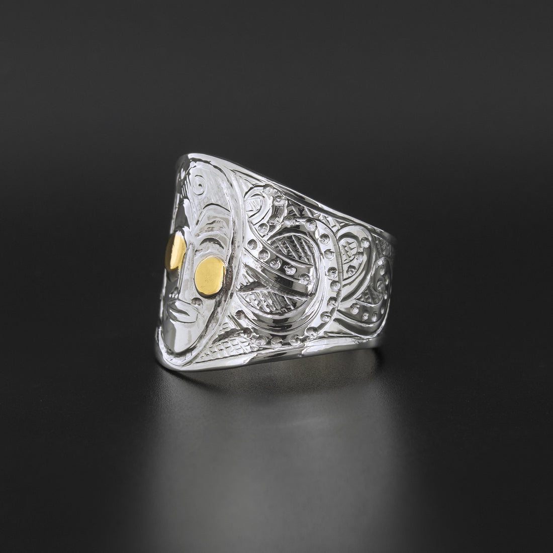 Octopus - Silver Ring with 14k Gold