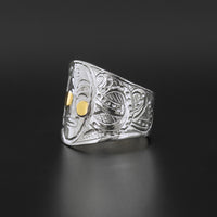 Octopus - Silver Ring with 14k Gold