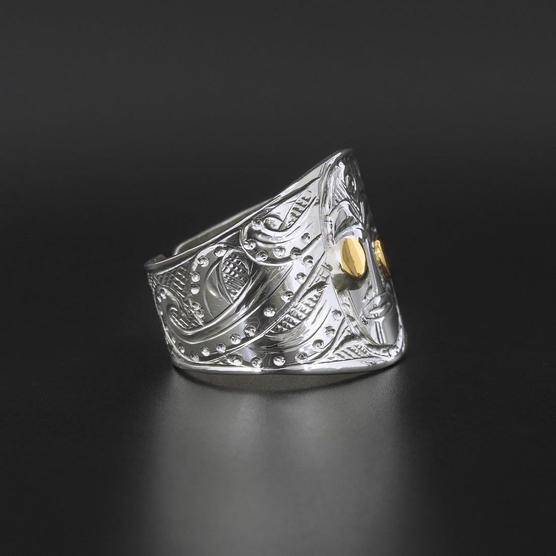 Octopus - Silver Ring with 14k Gold