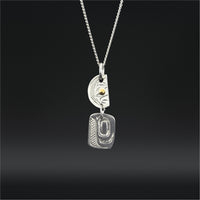 Orca and Moon - Silver Pendant with 14k Gold