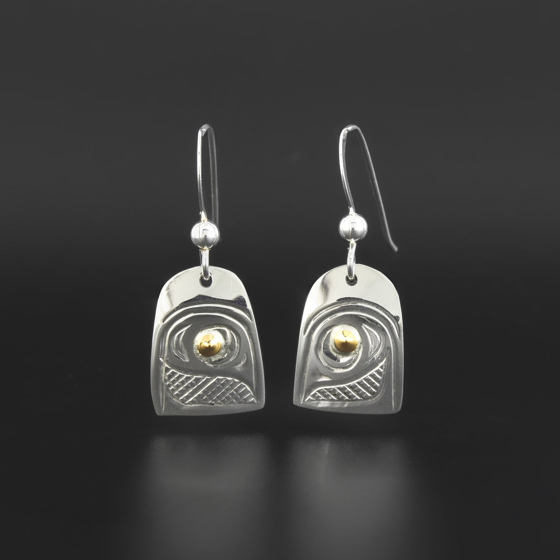 Orca - Silver Earrings with 14k Gold