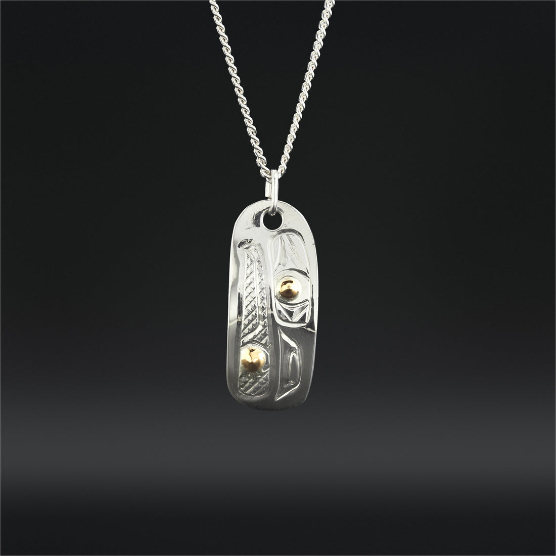 Raven and Light - Silver Pendant with 14k Gold