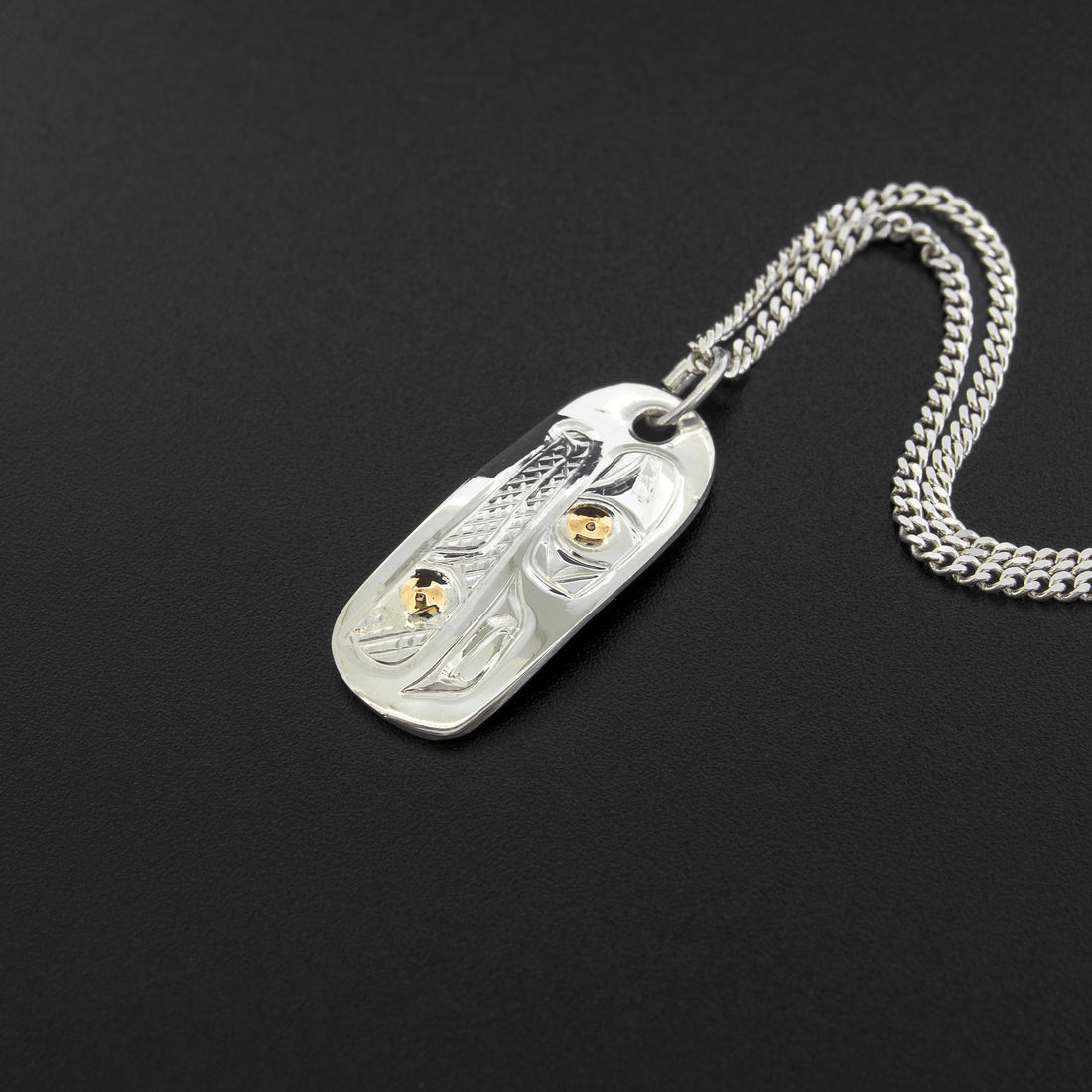 Raven and Light - Silver Pendant with 14k Gold