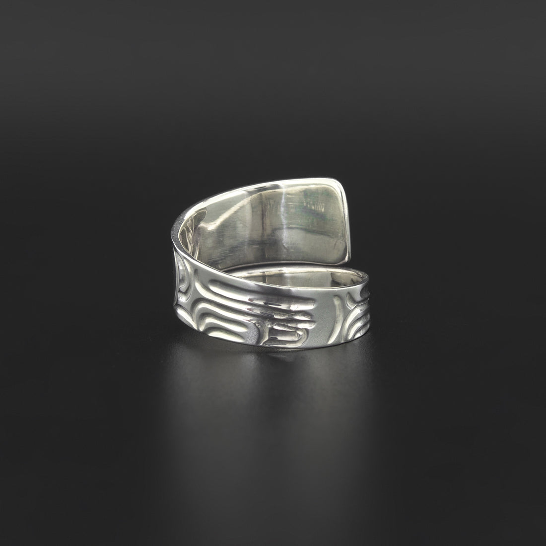 Bear - Silver Wrap Ring with Jade