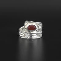 Hummingbird - Silver Ring with Garnet