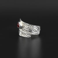 Hummingbird - Silver Ring with Garnet