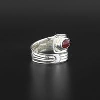 Hummingbird - Silver Ring with Garnet