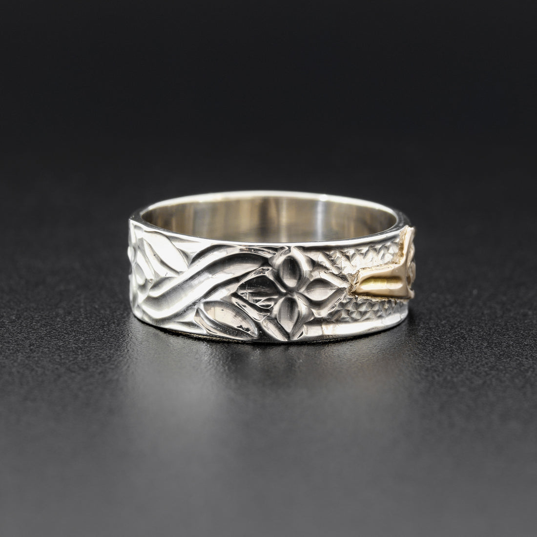 Hummingbird - Silver Ring with 14k Gold