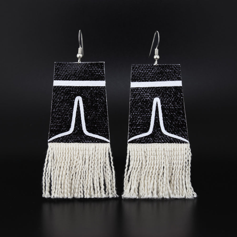 Dorsal Fin - Painted Canvas Earrings