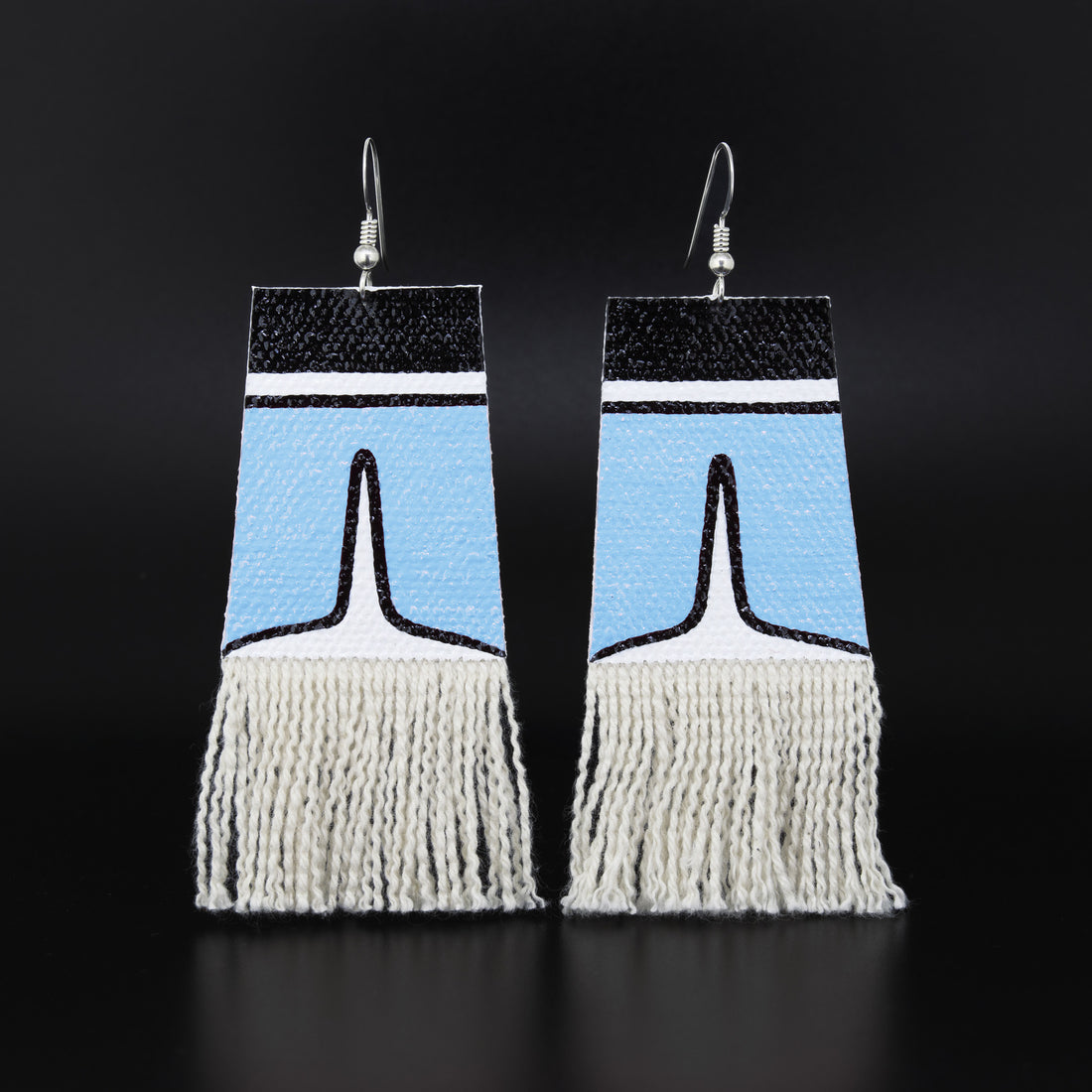 Dorsal Fin - Painted Canvas Earrings