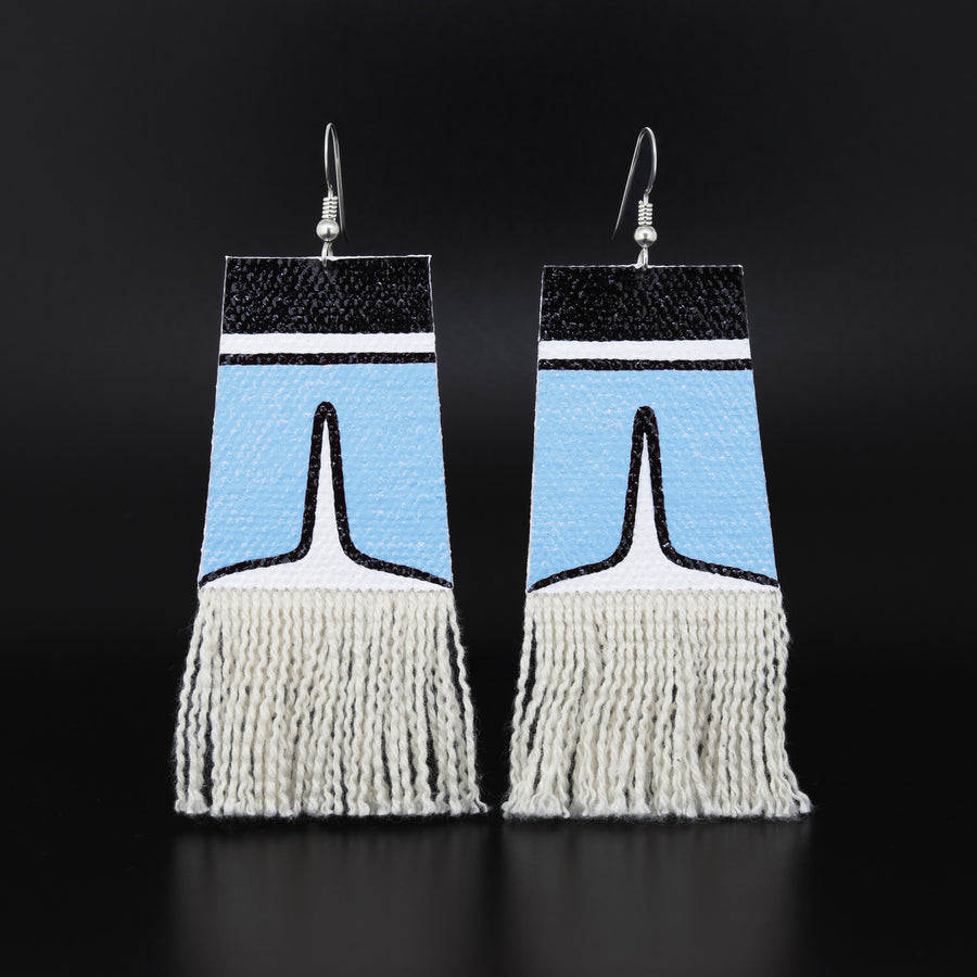 Dorsal Fin - Painted Canvas Earrings