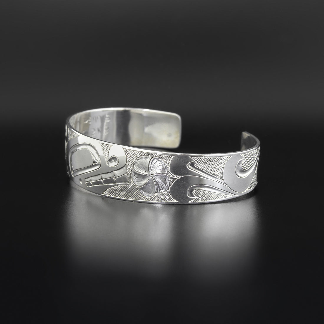 Orca with Flower - Silver Bracelet