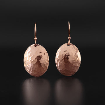 Ovals - Hammered Copper Earrings