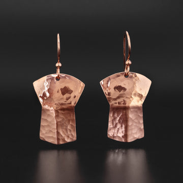 Copper Shields - Hammered Copper Earrings