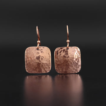 Squares - Hammered Copper Earrings