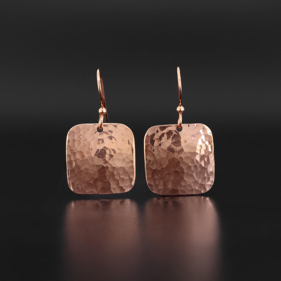 Squares - Hammered Copper Earrings