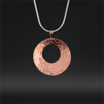 Round Cutout - Hammered Copper Pendant