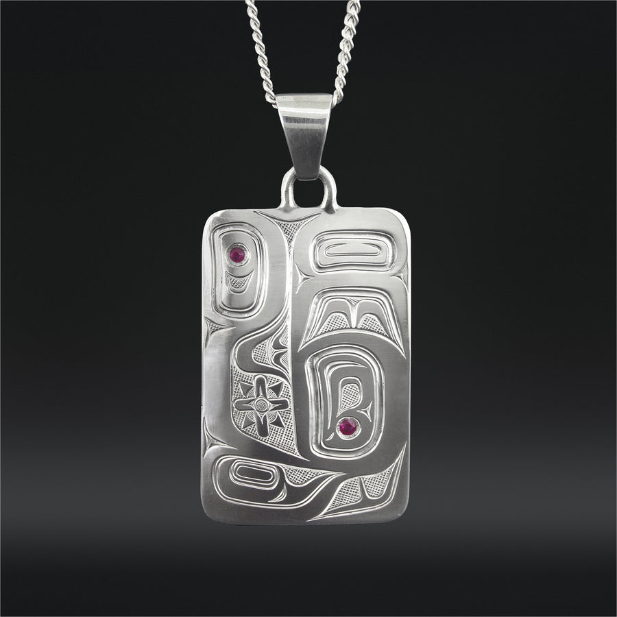 Eagle - Silver Pendant with Rubies