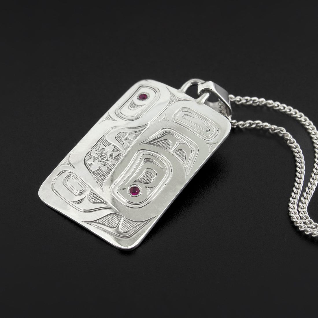 Eagle - Silver Pendant with Rubies