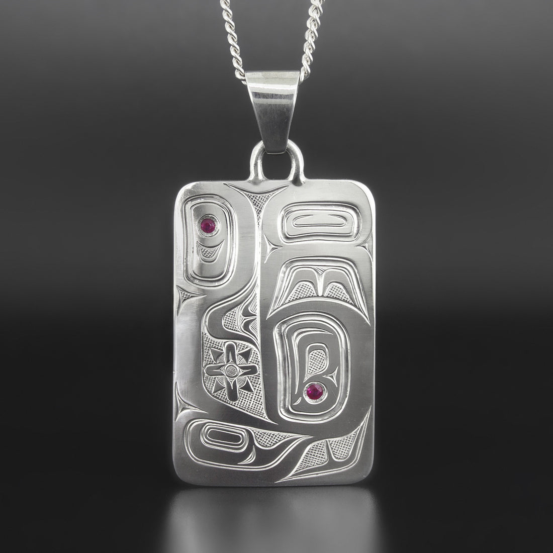 Eagle - Silver Pendant with Rubies