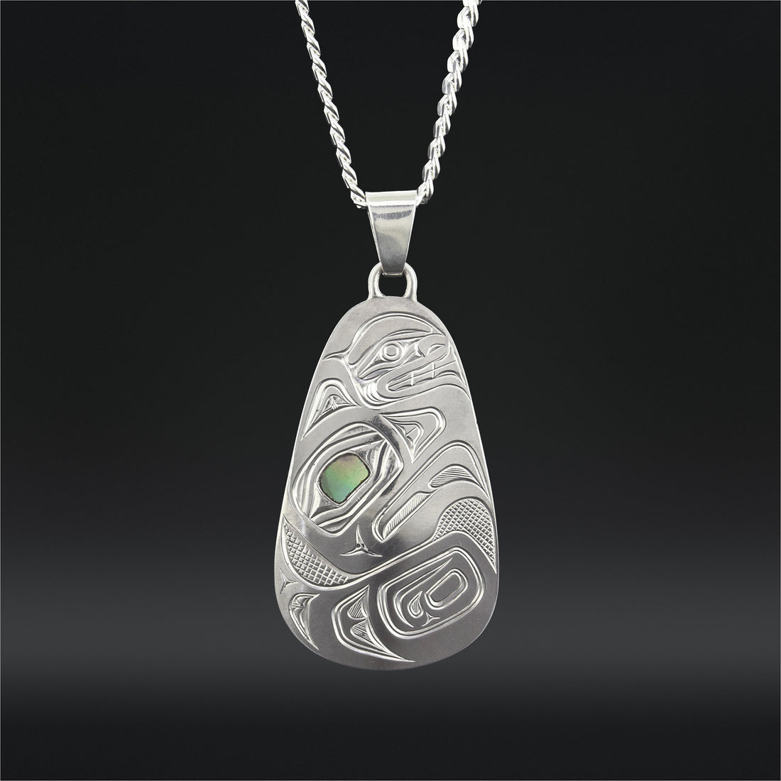 Eagle - Silver Pendant with Abalone