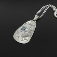 Eagle - Silver Pendant with Abalone