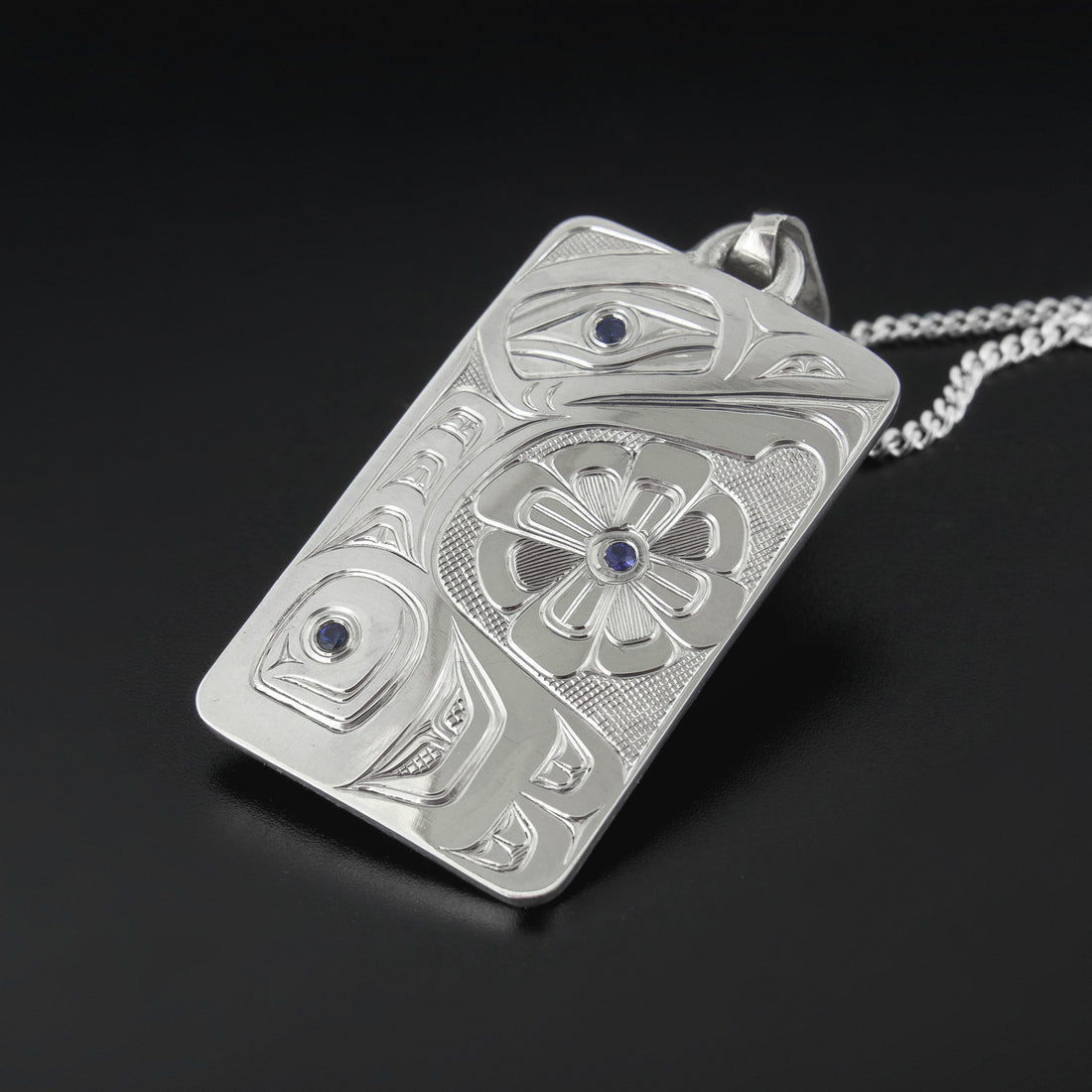 Loon in Love - Silver Pendant with Sapphires