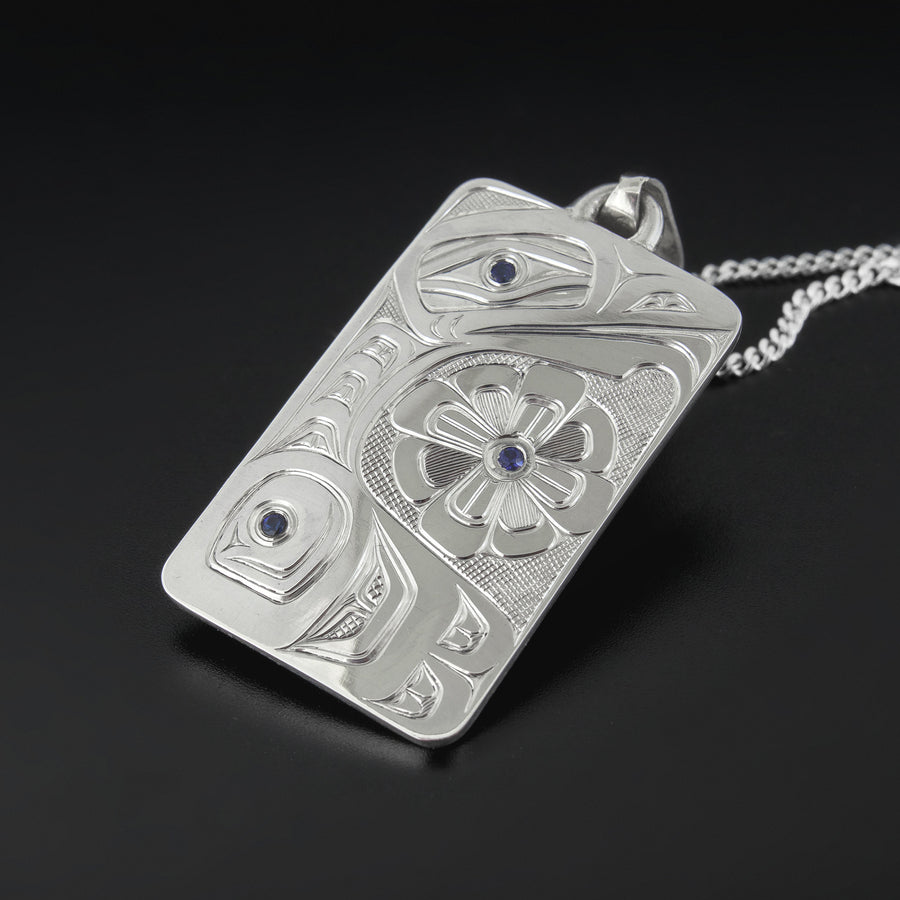 Loon in Love - Silver Pendant with Sapphires