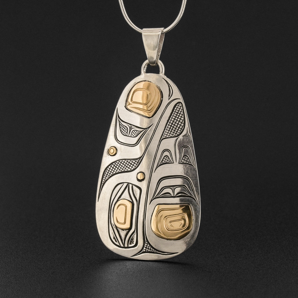 Hummingbird - Silver Pendant with 14k Gold
