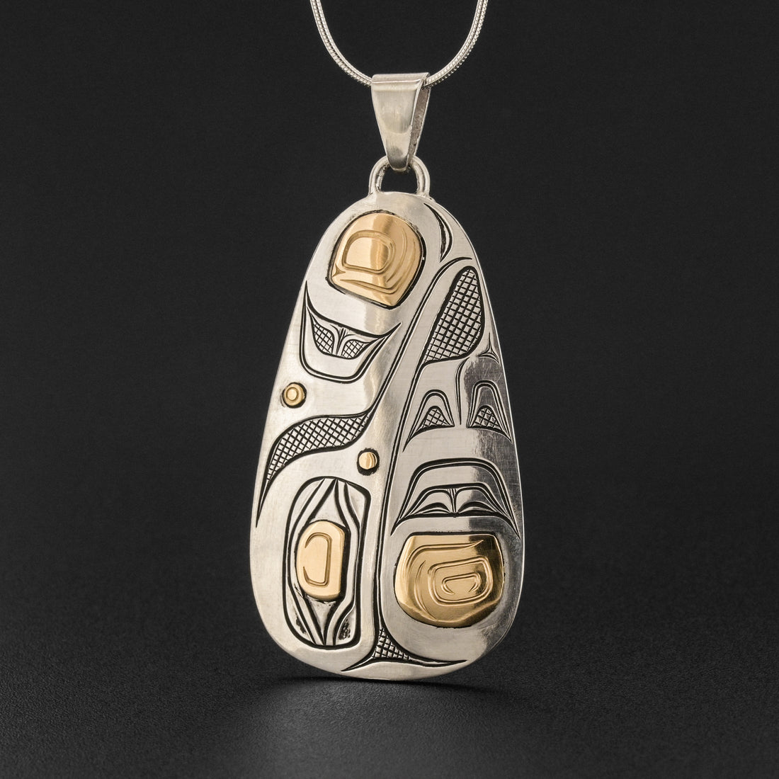 Hummingbird - Silver Pendant with 14k Gold