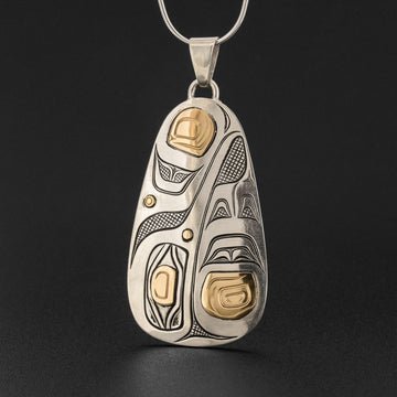 Hummingbird - Silver Pendant with 14k Gold