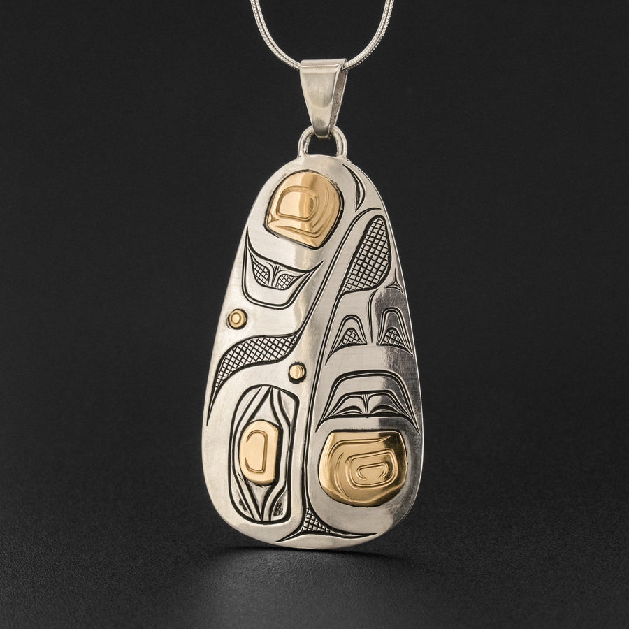 Hummingbird - Silver Pendant with 14k Gold