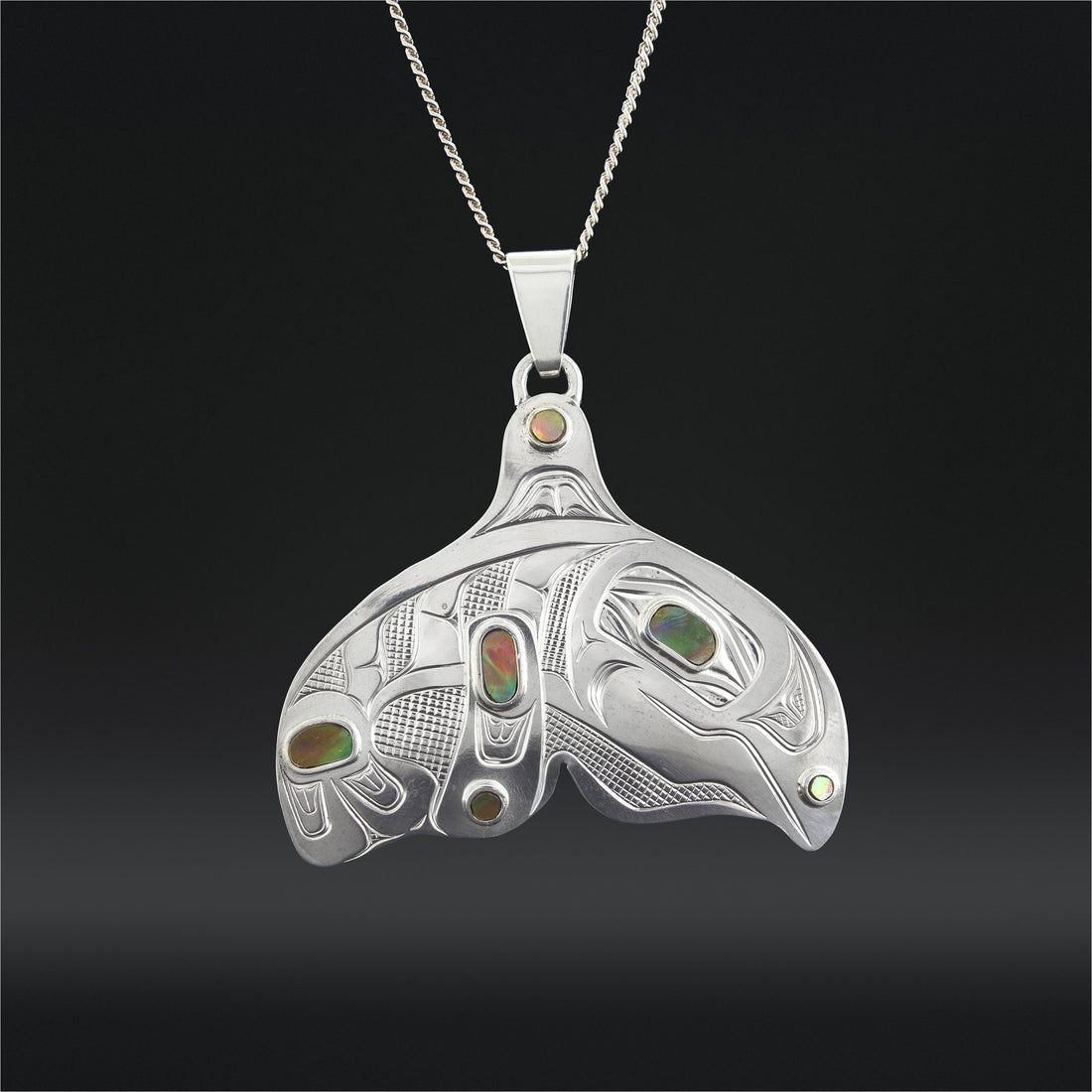 Humpback Whale - Silver Pendant with Abalone