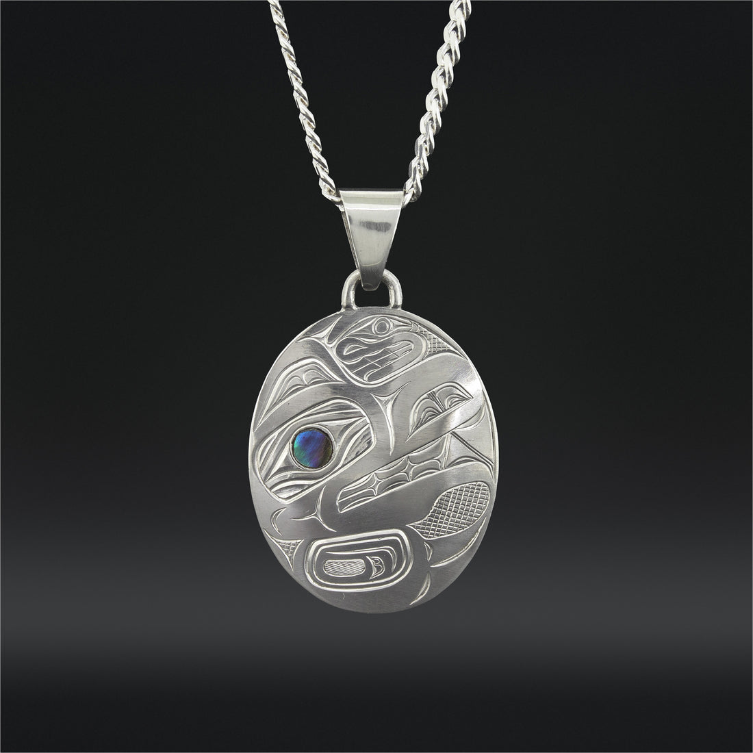Wolf - Silver Pendant with Abalone