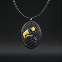 Owl - Argillite Pendant with 18k Gold